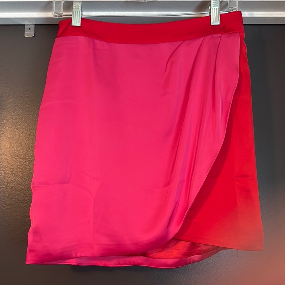 Pink Asymmetrical Wrap Mini Skirt for Cocktail